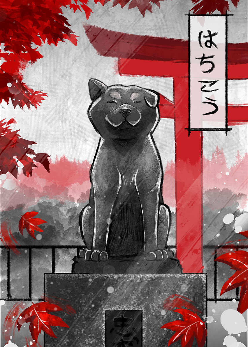 Hachiko Statue with Torii Gate
