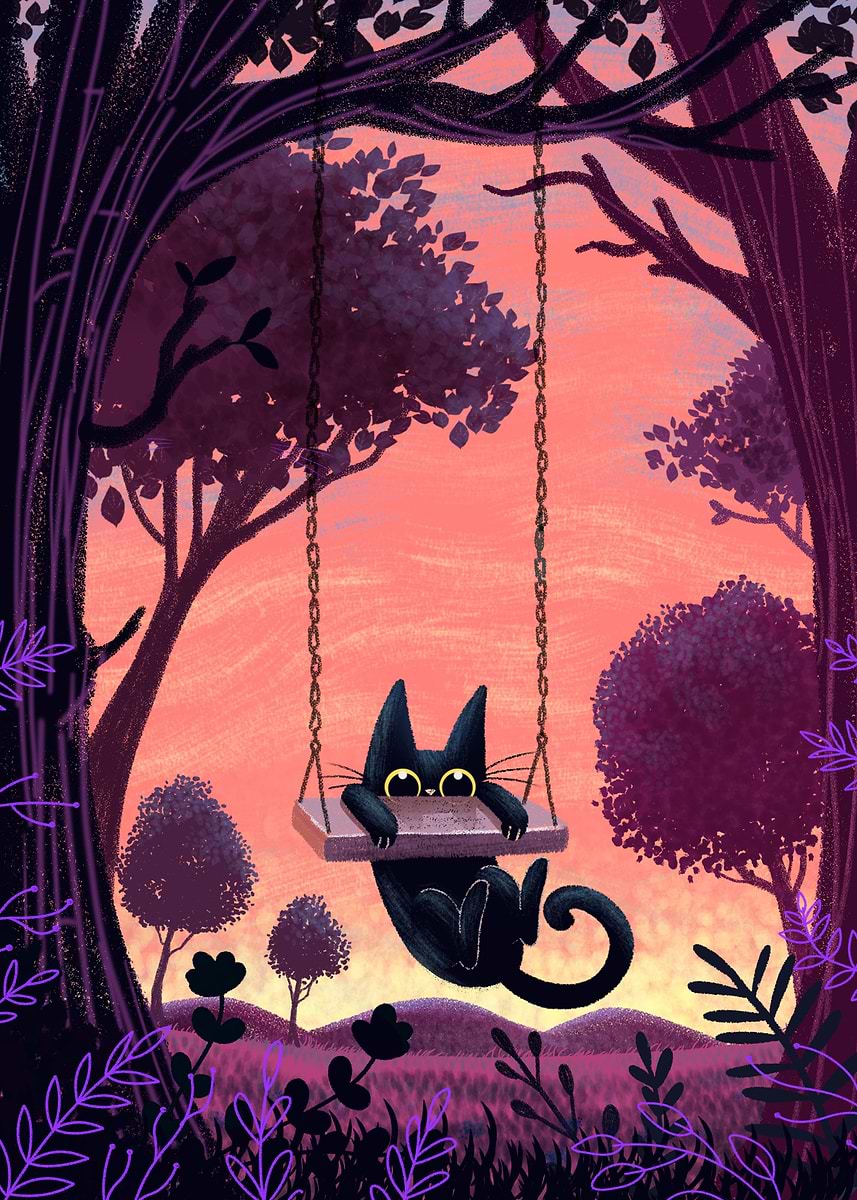Cat on the swing