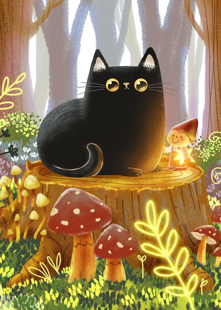 Black cat and the elf