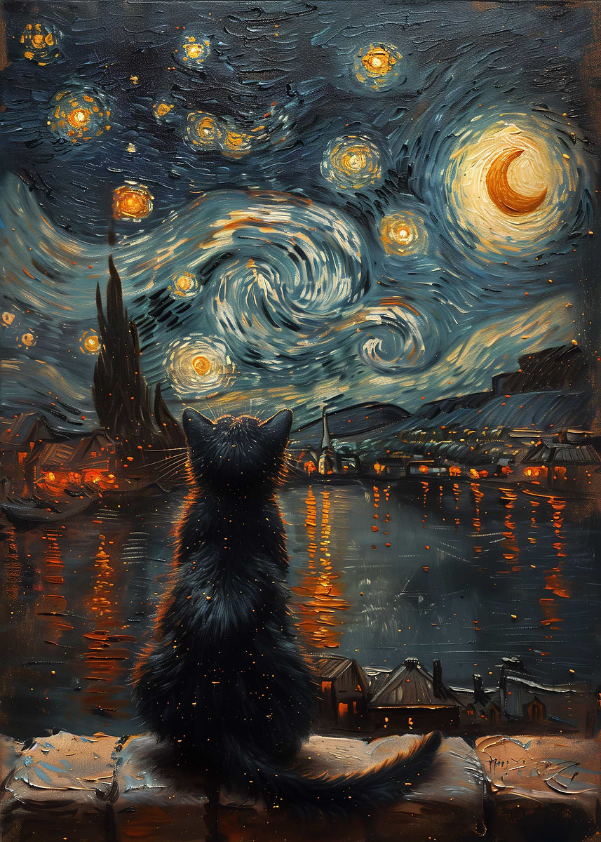 Starry Night And The Cat