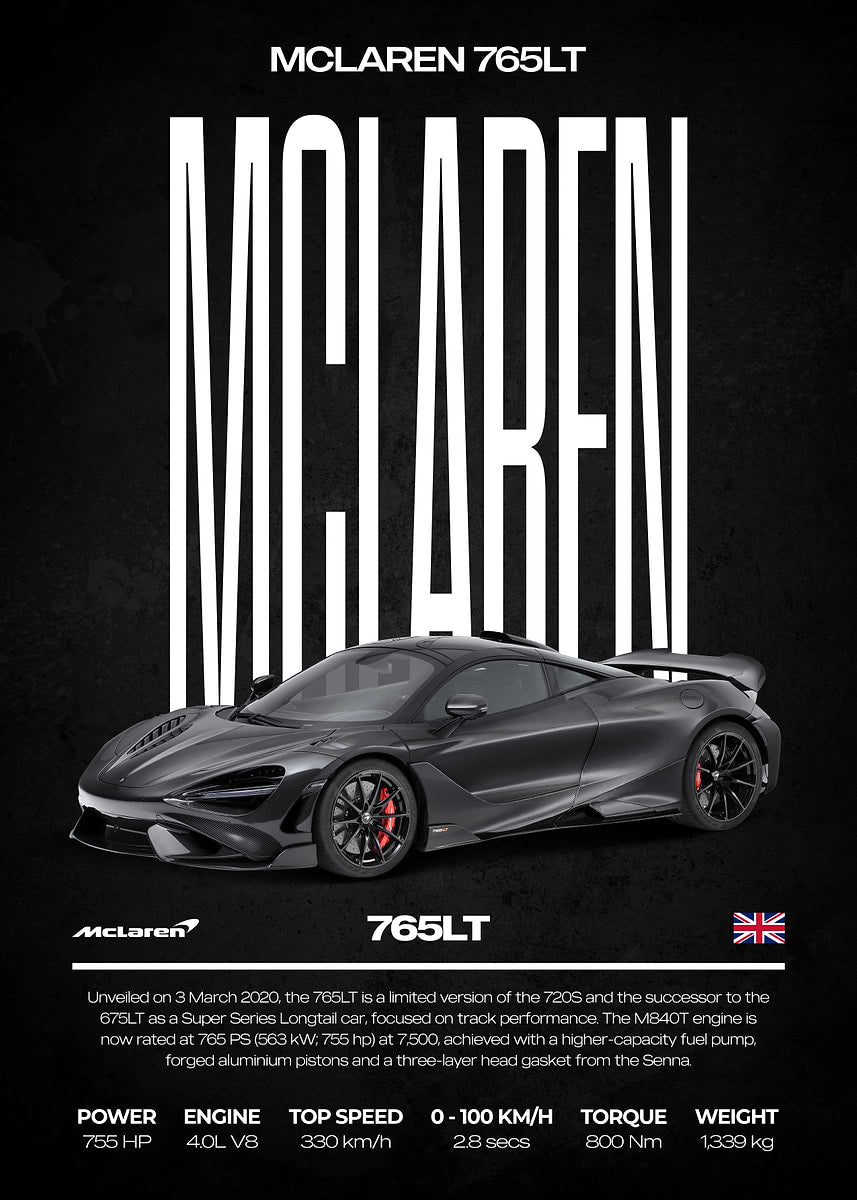 McLaren 765LT Car Poster